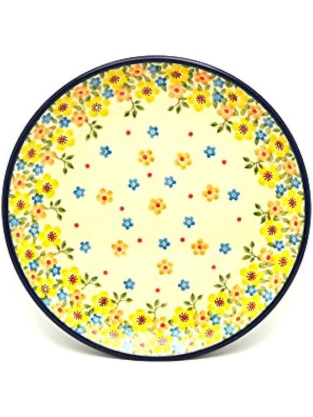 Handcrafted Polish Pottery Plate - 7.75" Salad/Dessert Dish - Floral Design